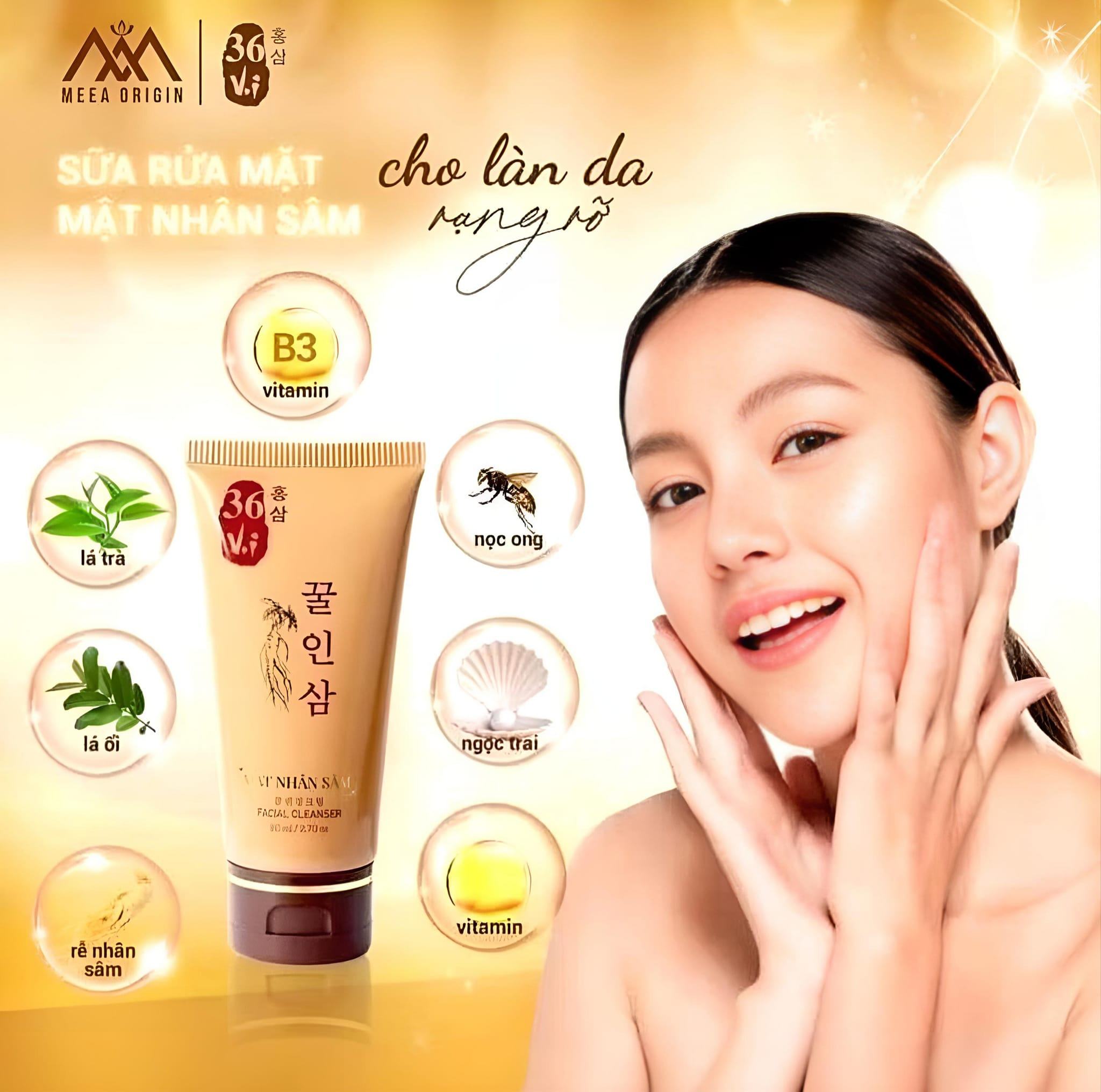 Sữa Rửa Mặt 36 Vị Mật Nhân Sâm MeeA Organic chính hãng