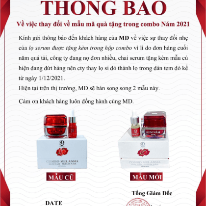 Combo Lựu Đỏ Kem Nám Melasma Và Serum Giảm Nám MD Beauty chính hãng