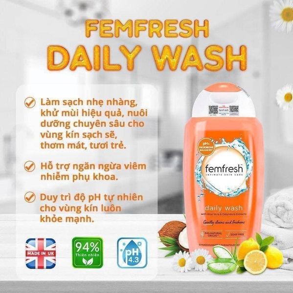 Dung Dịch Vệ Sinh Phụ Nữ Femfresh Intimate Skin Care Daily Wash 250ml