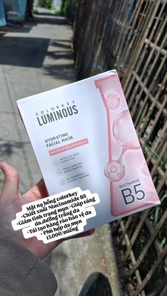 Mặt Nạ Colorkey Luminous B5 Màu Hồng Hộp 10 Miếng