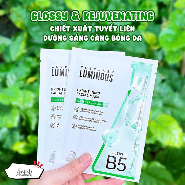 Mặt Nạ Colorkey Luminous Brightening Facial Mask 25ml - Dưỡng Ẩm Căng Bóng Rạng Rỡ Từ Sen Tuyết Màu Xanh