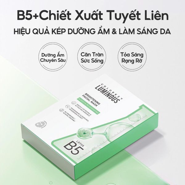 Mặt Nạ Colorkey Luminous Brightening Facial Mask 25ml - Dưỡng Ẩm Căng Bóng Rạng Rỡ Từ Sen Tuyết Màu Xanh