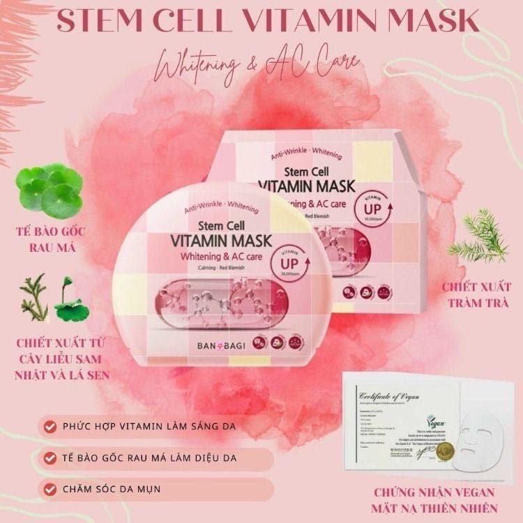Banobagi Stem Cell Vitamin Mask Whitening & AC Care không chỉ mang lại những phút giây thư giãn tuyệt vời mà hơn hết giúp hỗ trợ tối ưu trong quá trình điều trị mụn