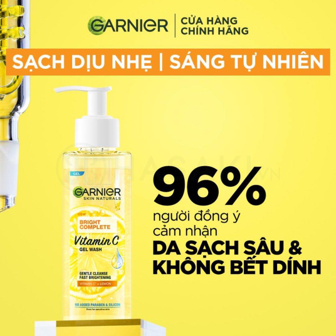 Gel Rửa Mặt Garnier Sạch Dịu Nhẹ Bright Complete Vitamin C Gel Wash 120ml