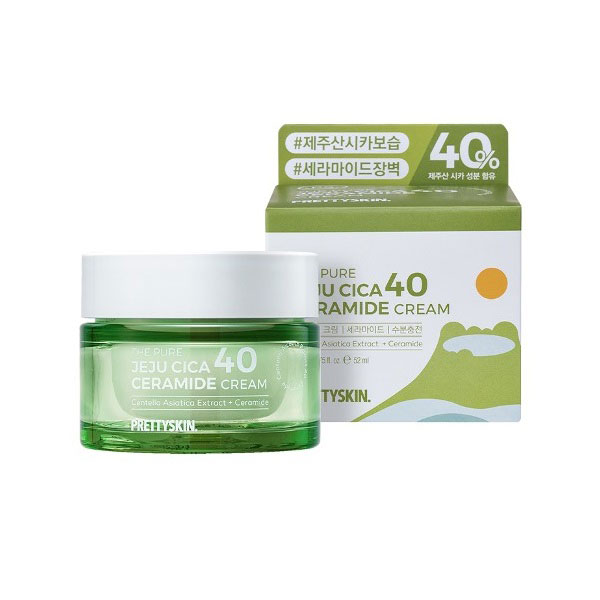 Kem dưỡng rau má Pretty Skin The Pure Jeju Cica 40 Ceramide Cream chứa chiết xuất 40% rau má