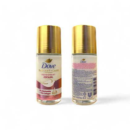 Vùng da cánh tay sáng mịn đều màu là nhờ có Dove lăn khử mùi Dưỡng Trắng Dove 3% Niacinamide + 10x Collagen Chai Màu Tím 45ml