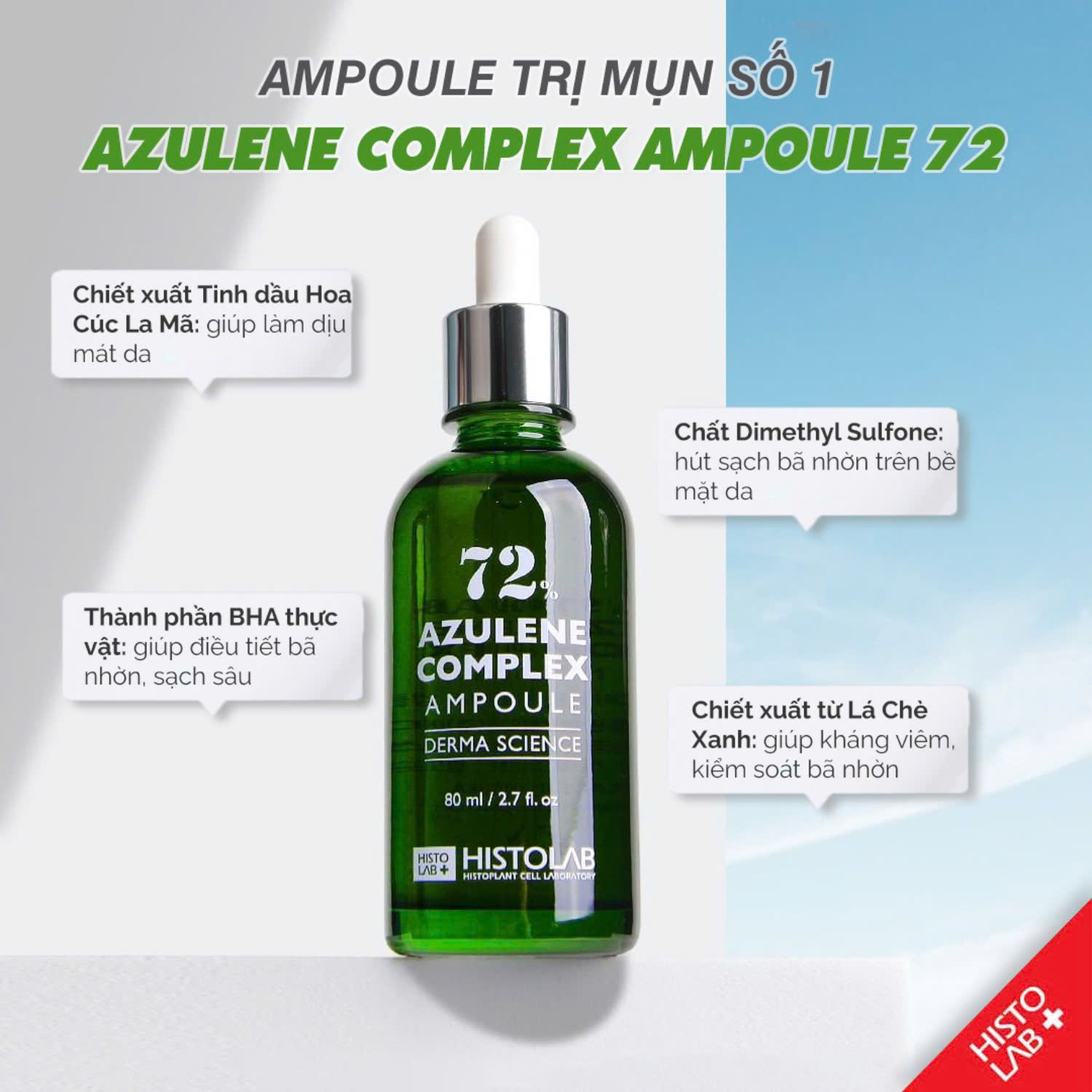 Bạn Vẫn đang lăn tăn lựa chọn serum dưỡng cho da mụn Chọn liền Tinh Chất Histolab 72% Azulene Complex Ampoule 50ml đi thôi