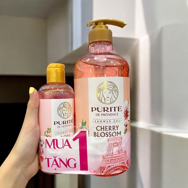 Sữa Tắm Purité Mềm Mịn Da Hương Hoa Anh Đào Cherry Blossom Chai 850ml chứa chiết xuất hoa anh đào