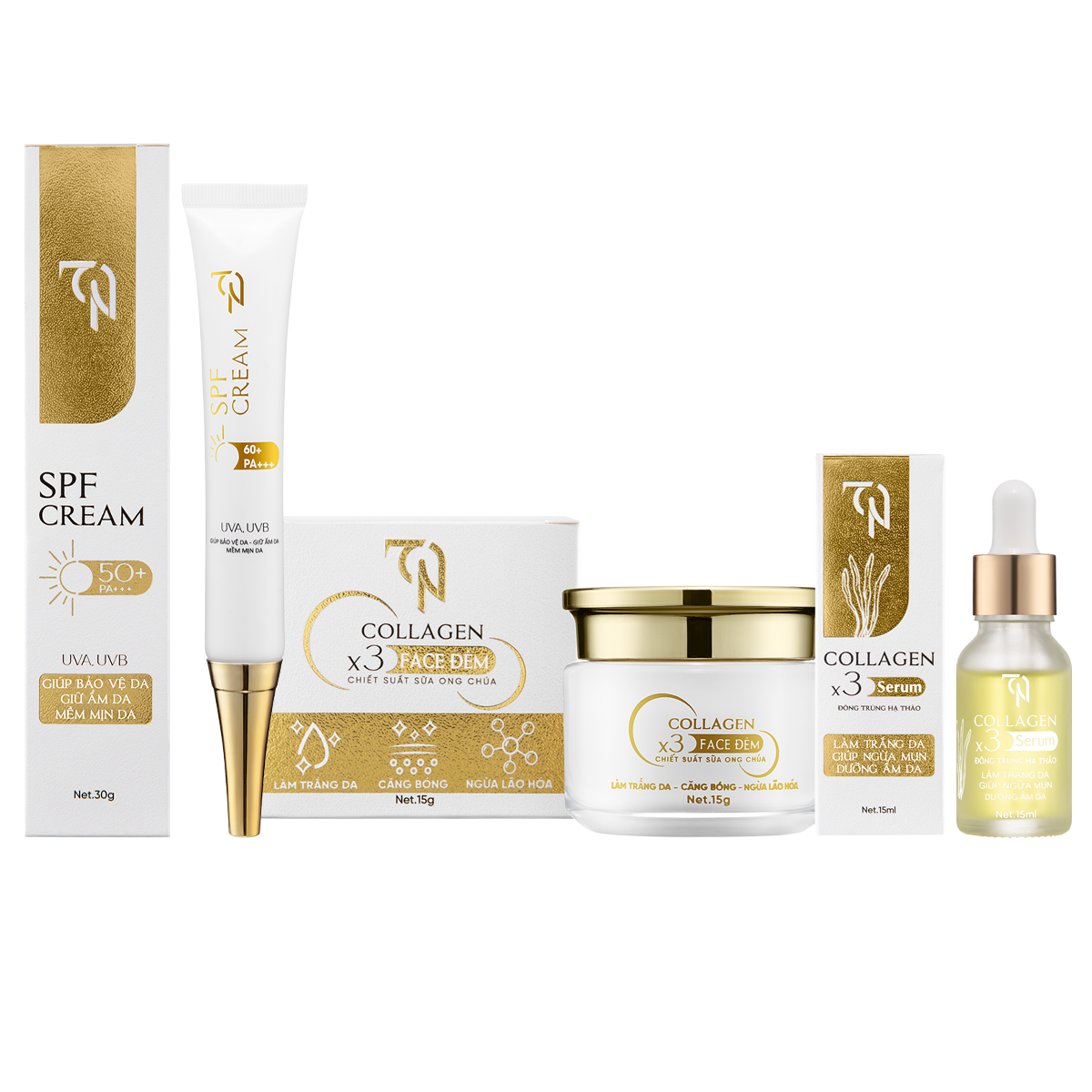 Combo Kem Face Đêm Collagen X3 TN Mỹ Phẩm Đông Anh  cho bạn làn da trắng hồng rạng rỡ