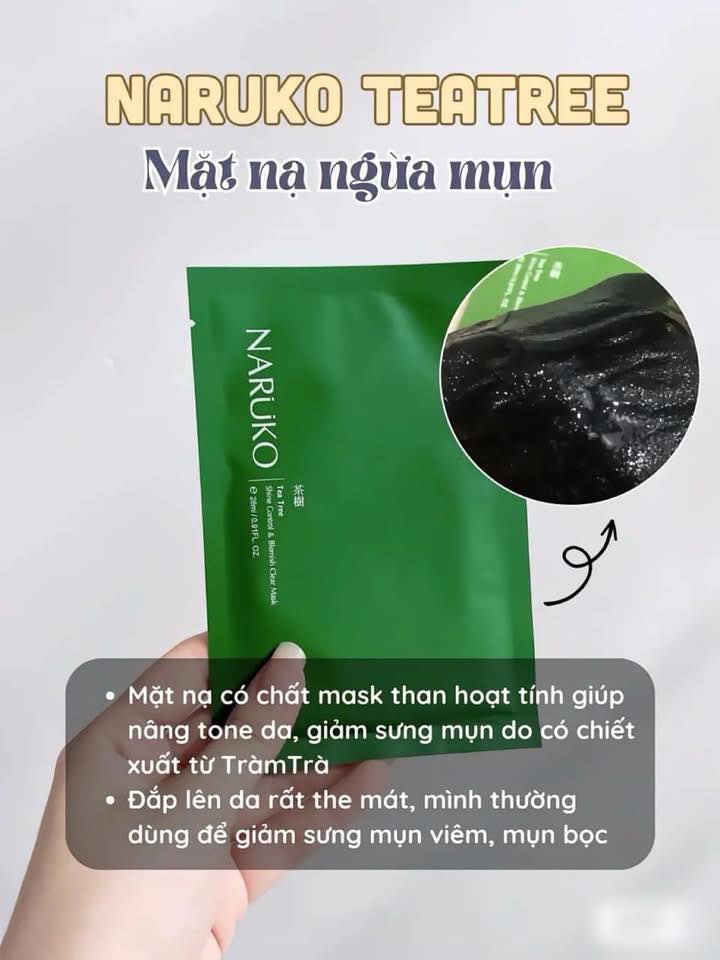 Mặt Nạ Naruko Tràm Trà - Dành Cho Da Dầu Và Hỗn Hợp - Hộp 8 Miếng/26ml