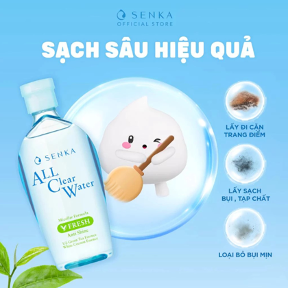 Nước Tẩy Trang Senka All Clear Micellar Màu Xanh Lá 230ml Dành Cho Da Dầu Nhờn
