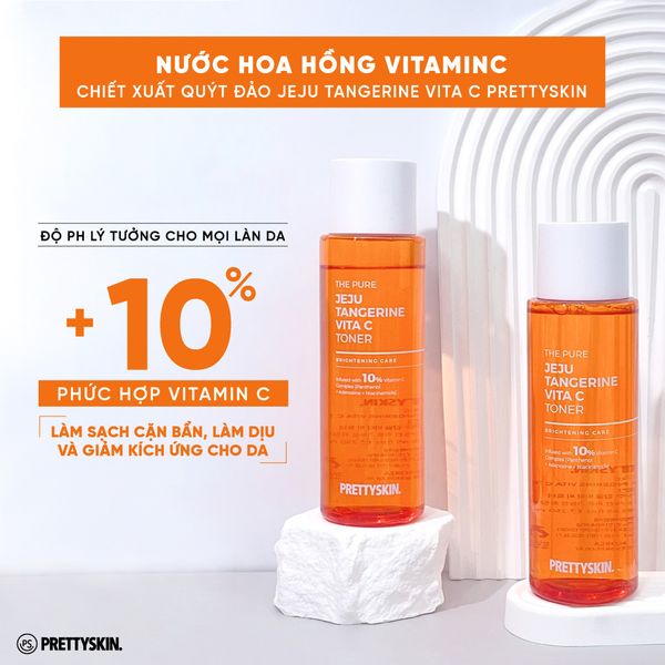 Toner Jeju Tangerine Vita C PrettySkin là nước hoa hồng chiết xuất từ những quả quýt tươi mới