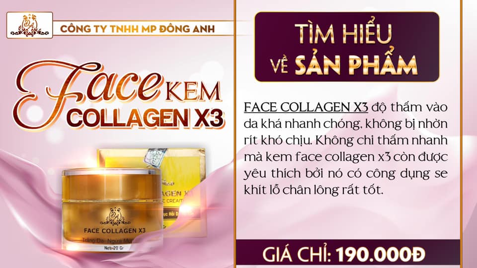 Thông tin về kem FACE COLLAGEN X3 bên em nha