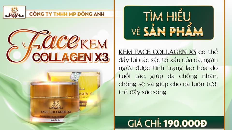 Thông tin về kem FACE COLLAGEN X3 bên em nha