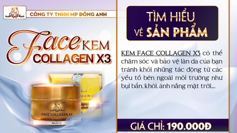 Thông tin về kem FACE COLLAGEN X3 bên em nha