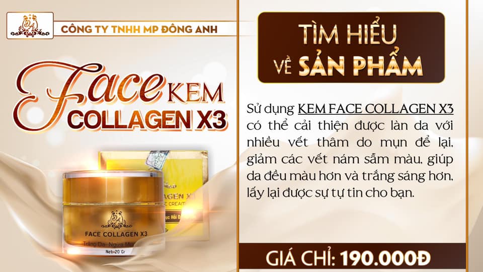 Thông tin về kem FACE COLLAGEN X3 bên em nha