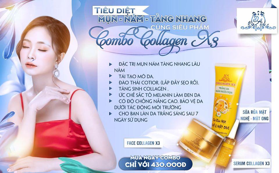 Combo dưỡng trắng da Collagen X3