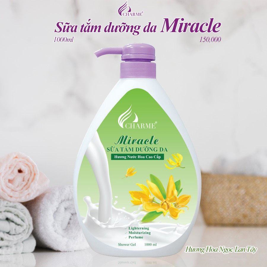 Sữa tắm nước hoa Charme Miracle 1000ml hương Ngọc Lan Tây