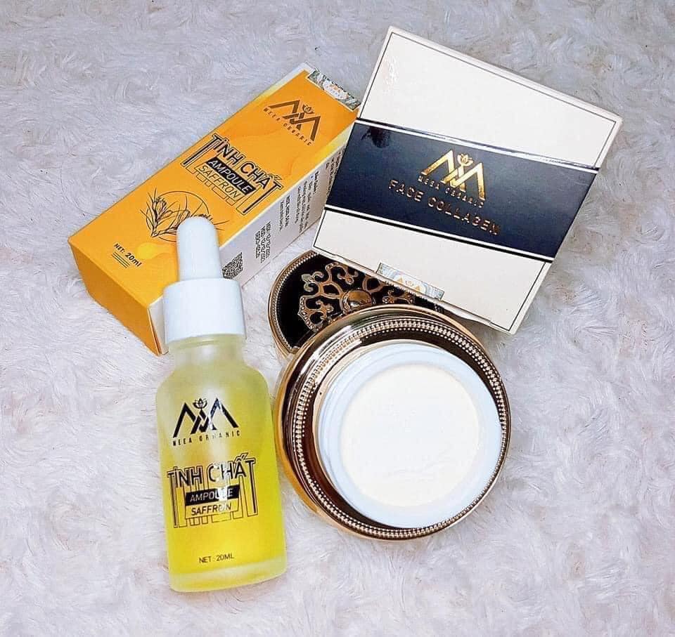 Combo kem face cá hồi kết hợp Tinh chất Ampoule Saffron Meea organic