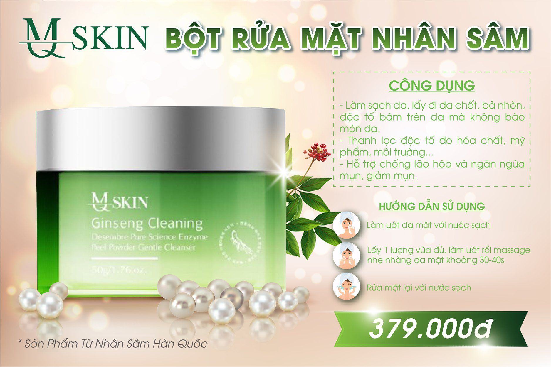 Combo 1 tái tạo da nhân sâm Mq Skin