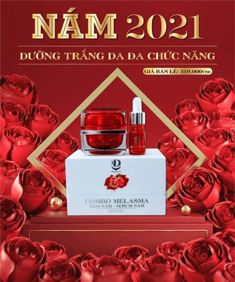 Combo Melasma kem nám và serum trị nám MD Beauty chính hãng