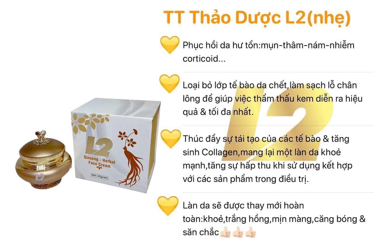 Kem tái tạo da thảo dược L2 hủ vàng hàng chính hãng