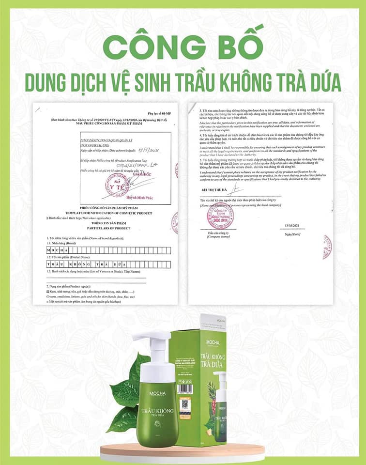 Dung dich vệ sinh trầu không trà dứa Mocha chính hãng