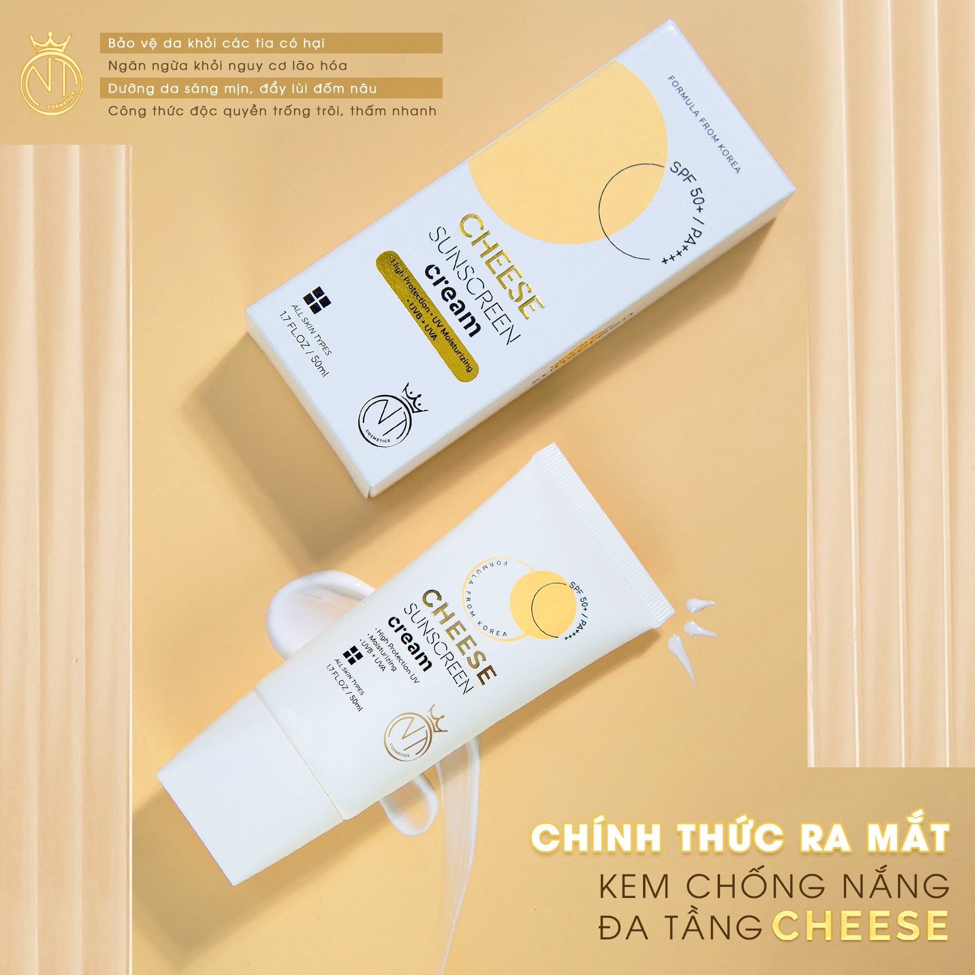 Kem chống nắng Cheese Sunscreen Cream nắng có gắt đến mấy gặp em cũng chào thua