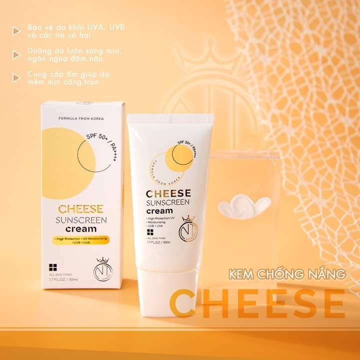 Kem chống nắng Cheese Sunscreen Cream nắng có gắt đến mấy gặp em cũng chào thua