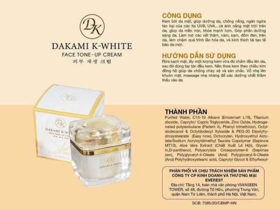 Dưỡng Da Trắng Sáng Bật Tone Chỉ 3 Phút Mỗi Ngày Với Kem Dakami K White Ban Ngày 3 In 1