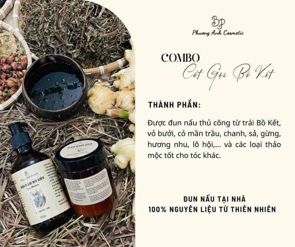 Combo Cốt Gội Bồ Kết Ủ Xả Bưởi Dừa Đun Nấu Thủ Công Phương Anh Cosmetic Tặng Kèm quà
