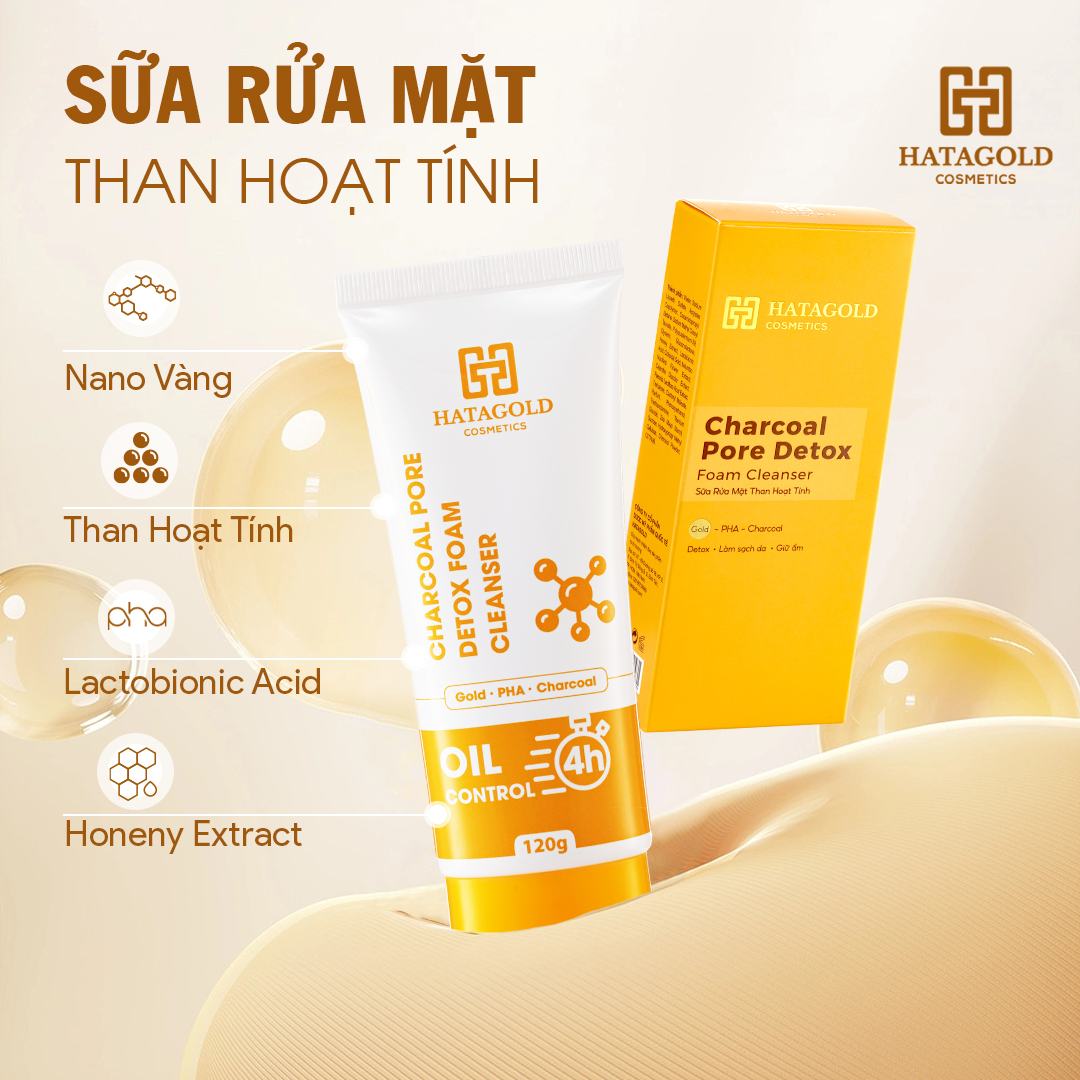 Da mặt được tỏa sáng với sữa rửa mặt thải độc than hoạt tính Hatagold