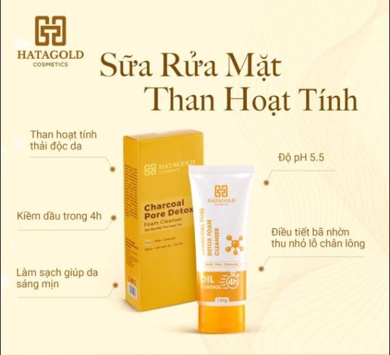 Da mặt được tỏa sáng với sữa rửa mặt thải độc than hoạt tính Hatagold