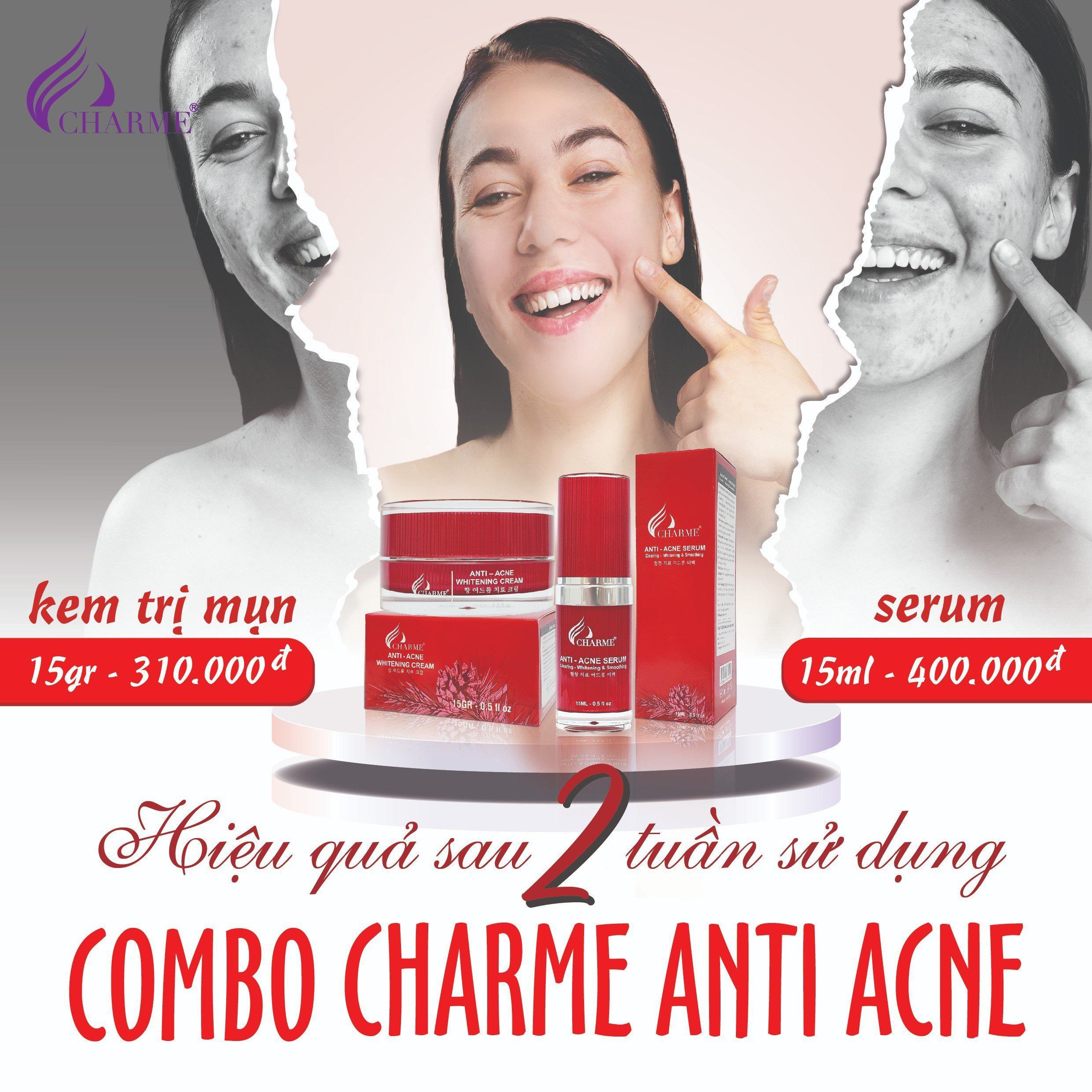 Cùng Charme chia sẻ bí quyết trị mụn với combo trị mụn Thông Đỏ