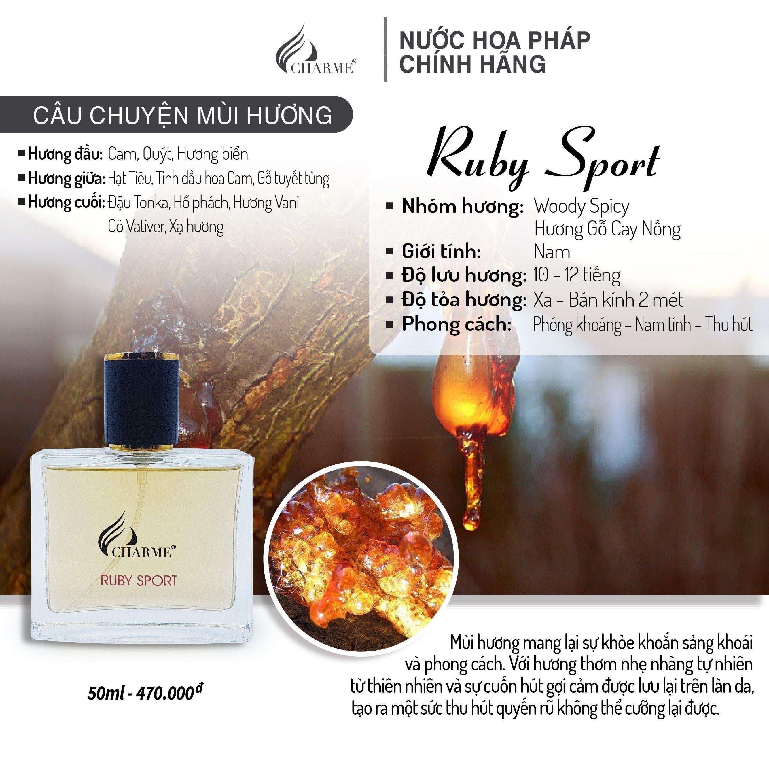 Charme Ruby Sport nước hoa thể thao cho ngày hè năng động