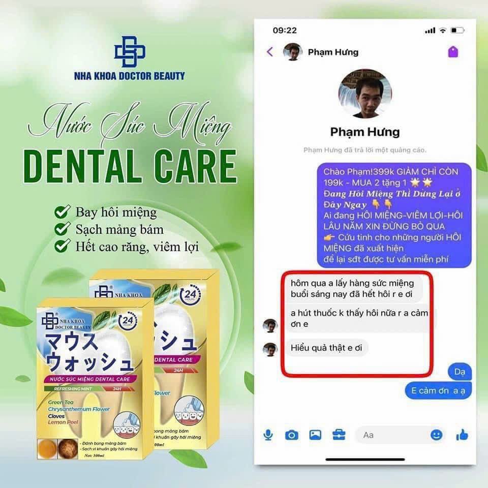Nước súc miệng Dental Care đánh bay vàng răng hôi miệng bên em có đang có chương trình tri ân khách