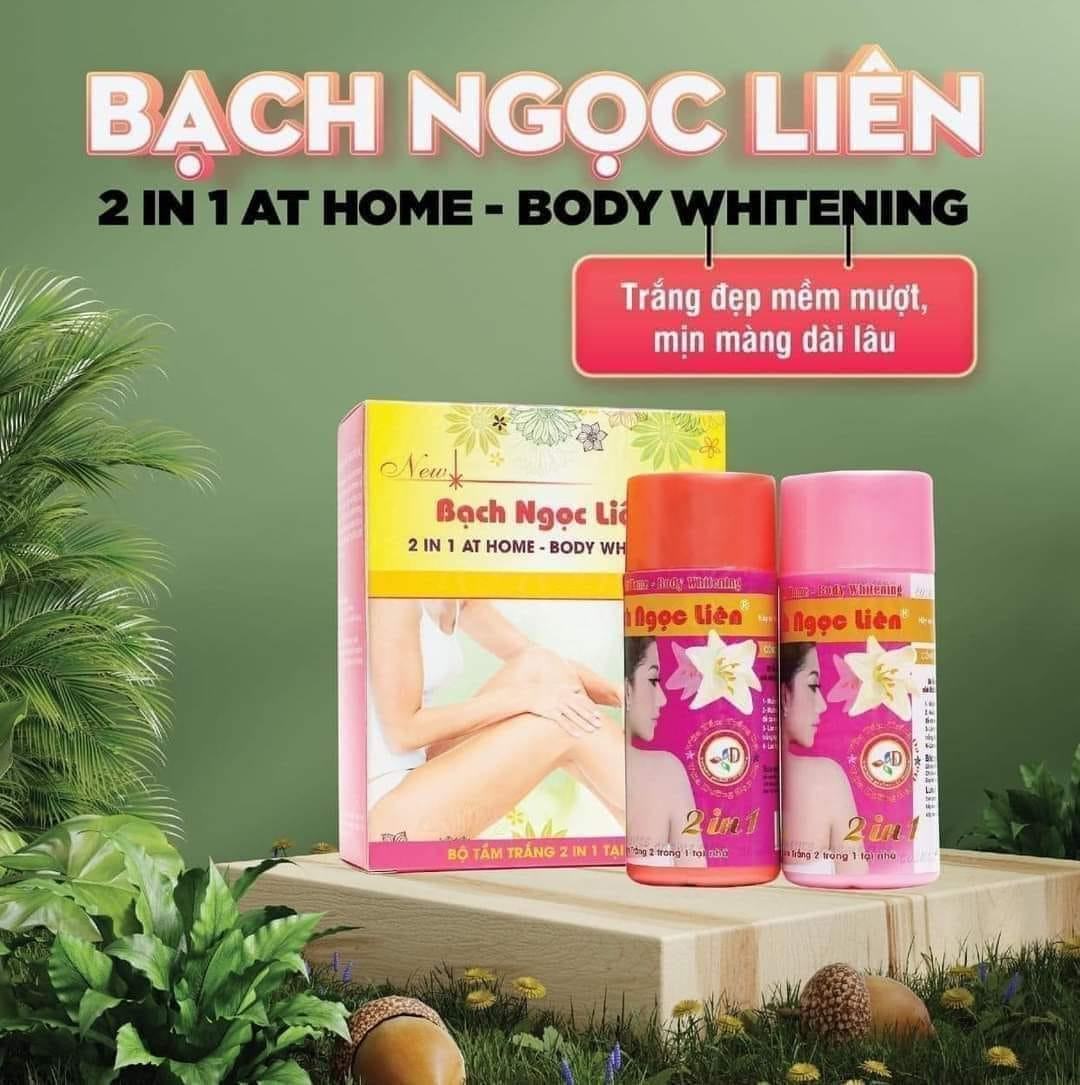 Ai da chai lì sử dụng nhiều kem Body mà không bật tone lên được thì xài combo Tắm trắng Bạch Ngọc Liên 2in1 At Home Body Whitening