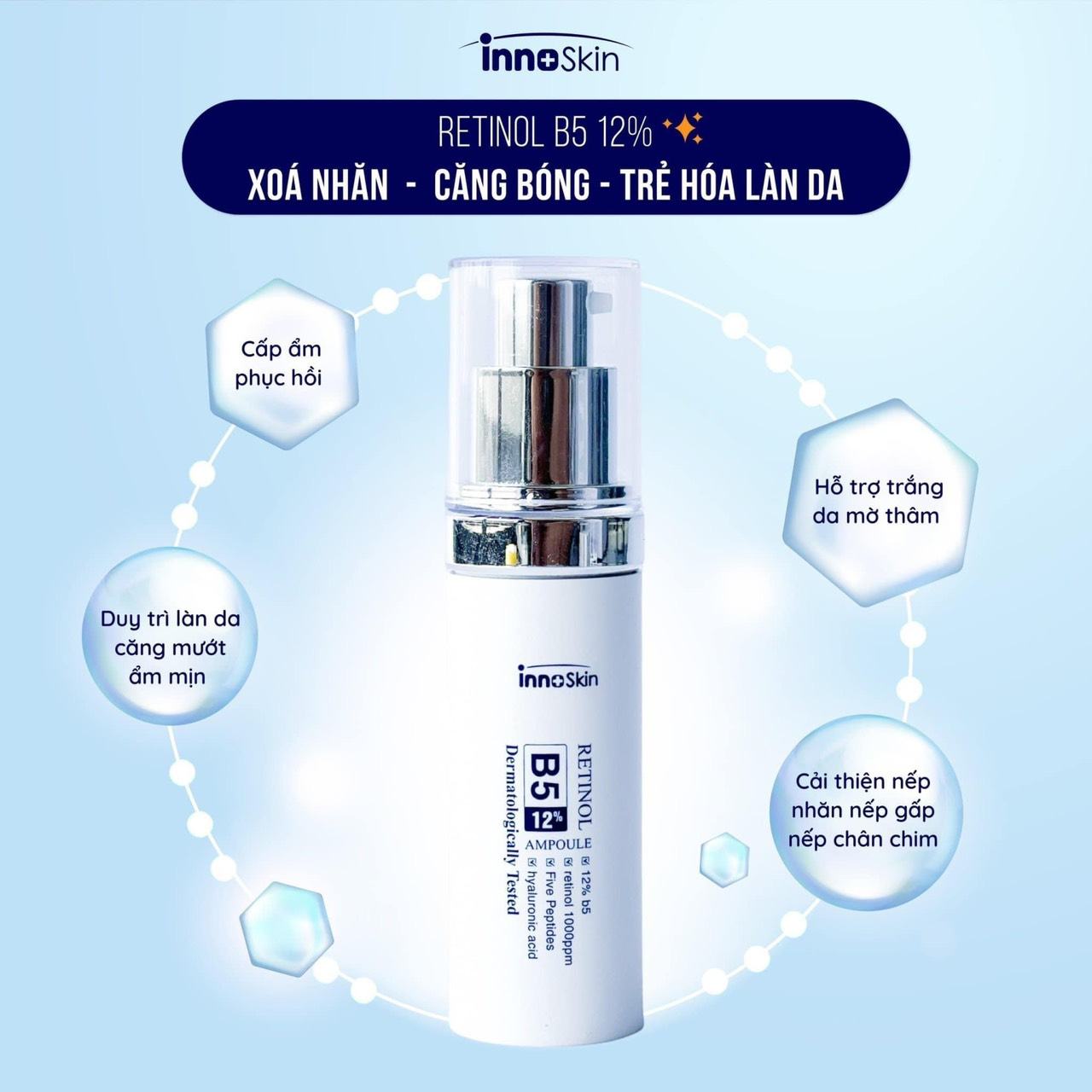Trộm vía khách nhà em dùng Ampouple retinol B5 nhà Innoskin sau vài tuần mà da tiến bộ nhiều quá