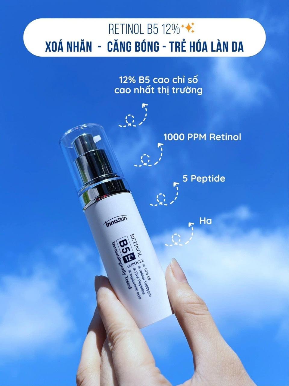 Ampouple retinol 12% chính là chìa khoá vàng cho làn da lão hoá xuất hiện nếp nhăn sạm nám
