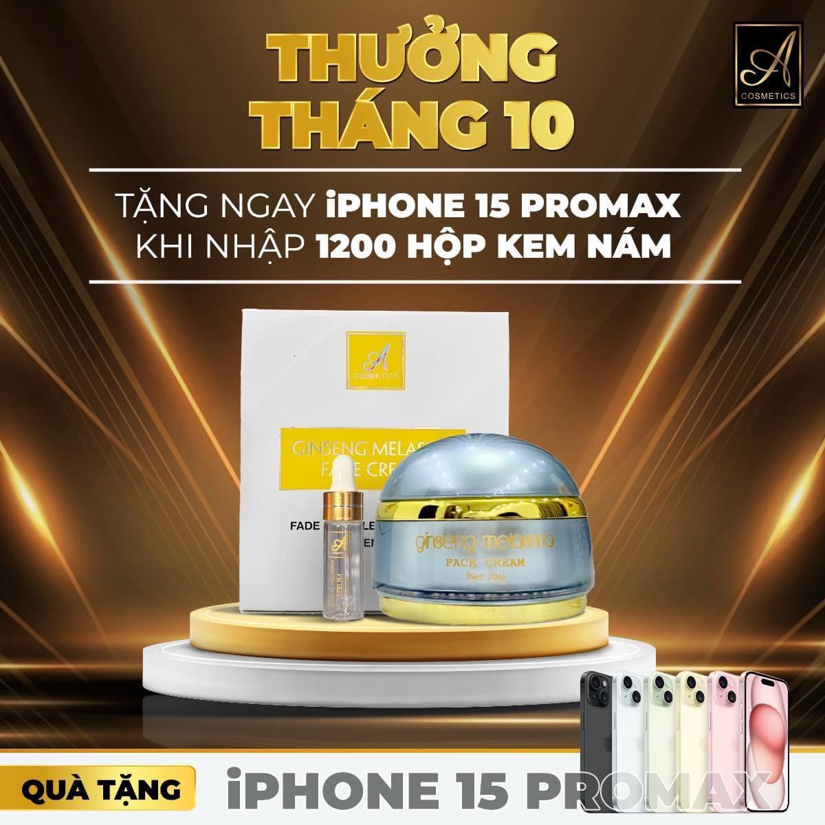 Sản phẩm chạy thưởng riêng cho Tháng 10 là Face Nám Nhân Sâm