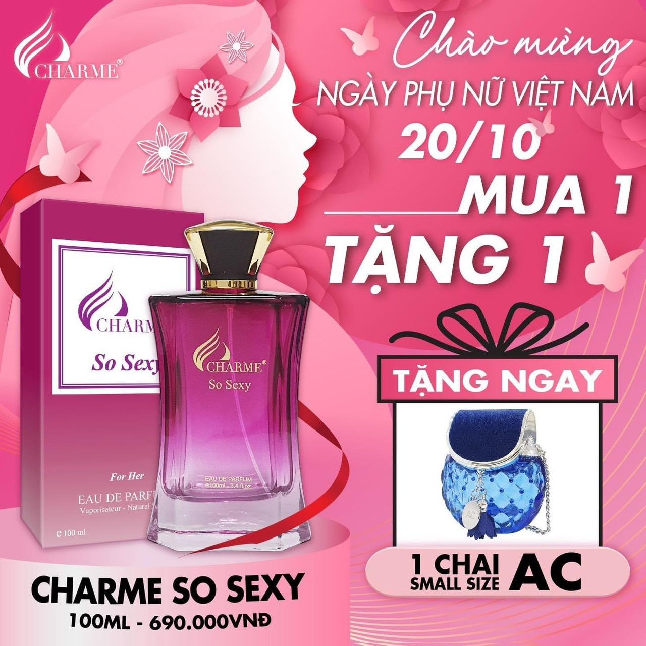 Deal thơm nhất năm lại thêm quà ngọt bão sale mừng ngày phụ nữ Việt Nam 20/10 chính thức đổ bộ tại Charme Perfume
