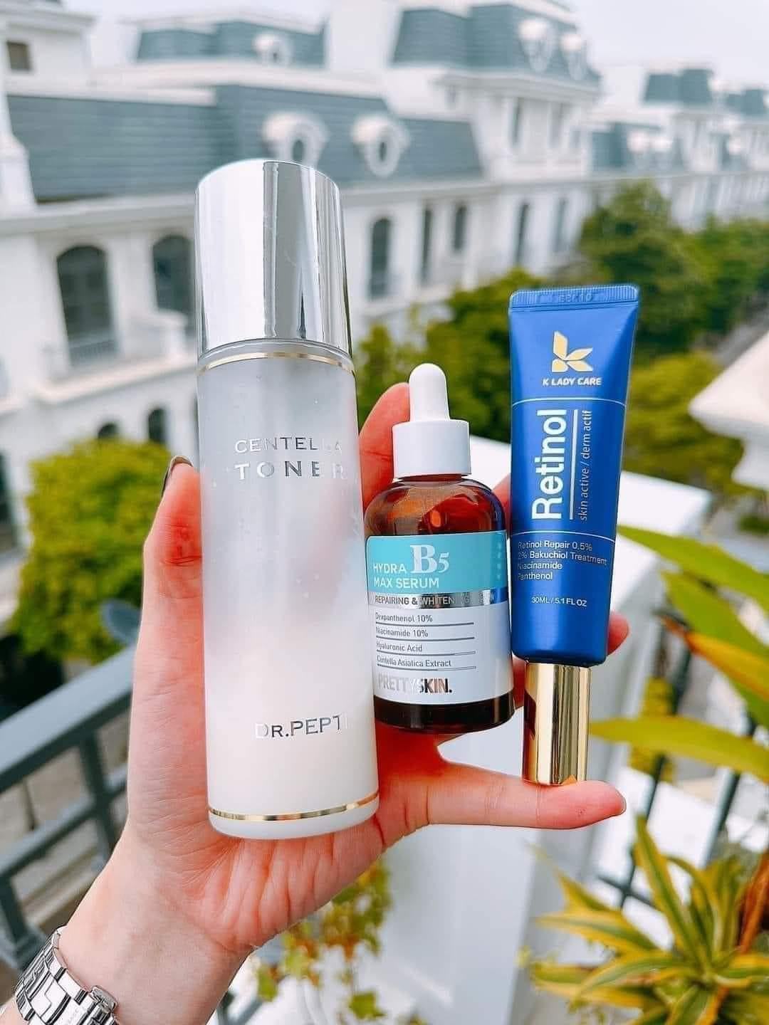 Bộ 3 về bao nhiêu cũng hết Toner pepti - Retinol k lady care - Serum b5 prettyskin