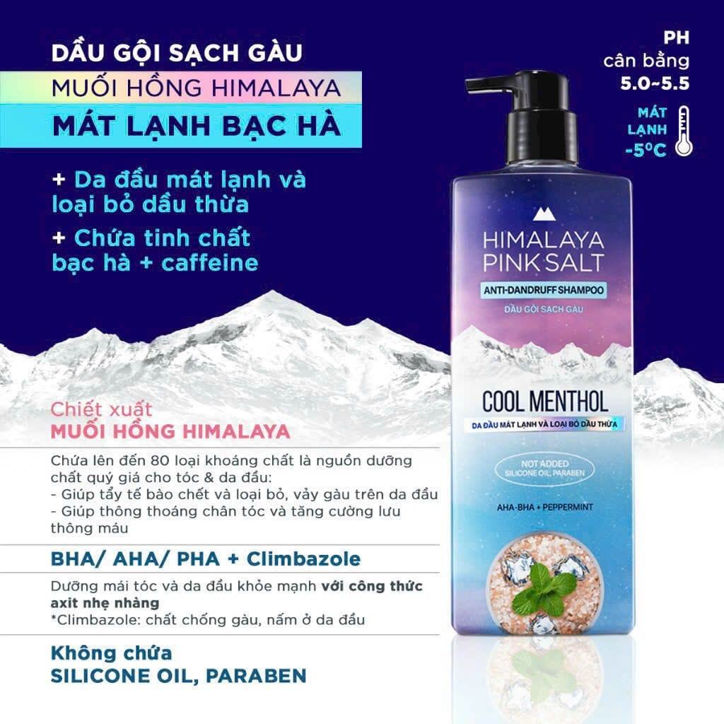Dầu gội muối hồng HiMaLaya cho mái tóc và da đầu khỏe mạnh hạn chế tình trạng gàu ngứa và nấm da đầu Cho da đầu mát lạnh sảng khoái