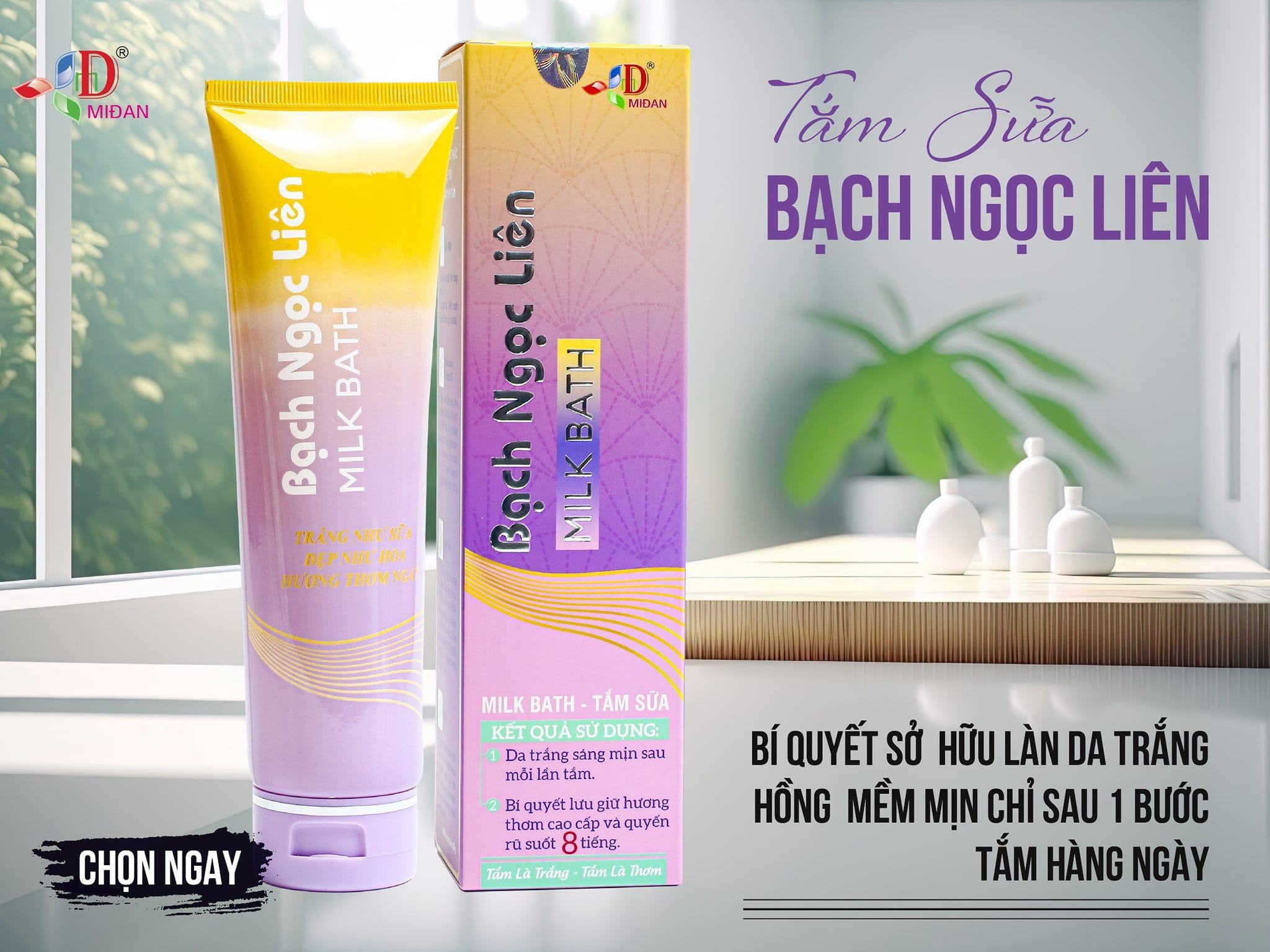 Tắm sữa Milk Bath Bạch Ngọc Liên Dưỡng Trắng Da Lưu Hương Thơm Cao Cấp 160g