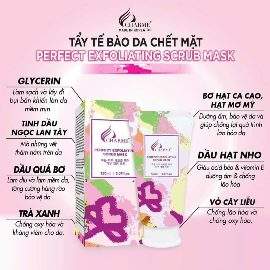 Tẩy Tế Bào Chết Da Mặt Charme Perfect Exfoliating Scrub Mask luôn là sự lựa chọn người bạn thân hàng đầu đối với làn da
