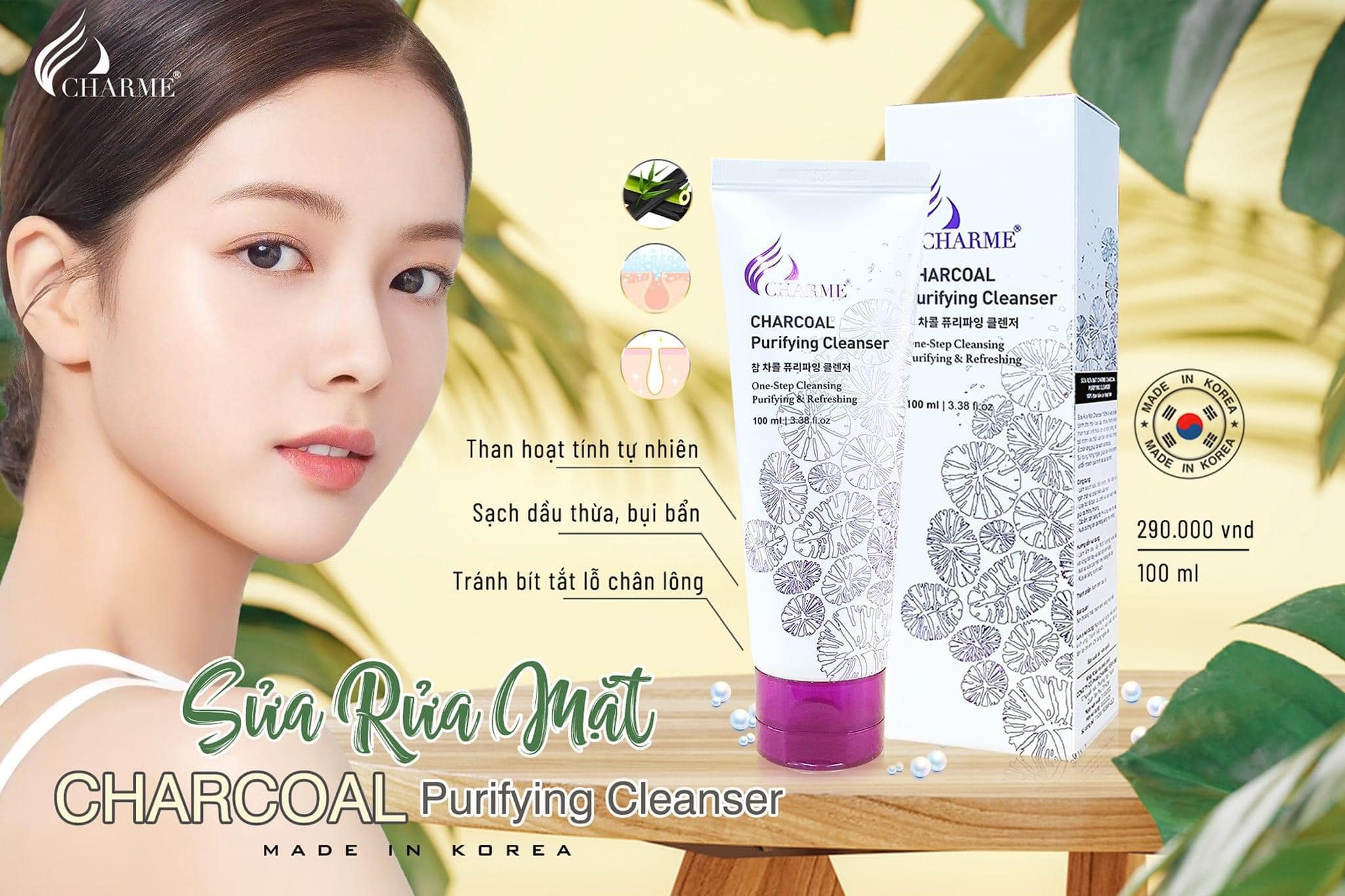 Trải nghiệm Sữa Rửa Mặt Than Hoạt Tính Charme Charcoal Purifying Cleanser này Chắc chắn bạn sẽ xuýt xoa ngay từ những lần dùng đầu tiên