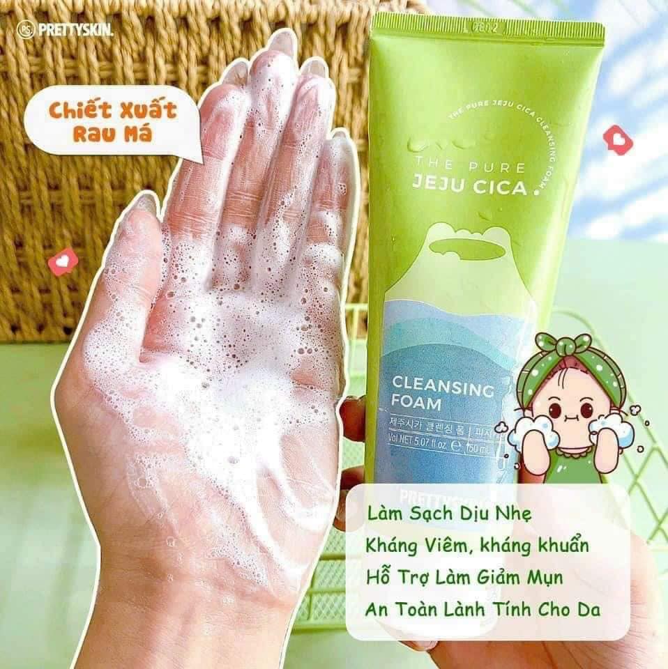 Sữa rửa mặt rau má Jeju Cica sản phẩm nổi tiếng ở Hàn Quốc được các tín đồ mê làm đẹp lựa chọn