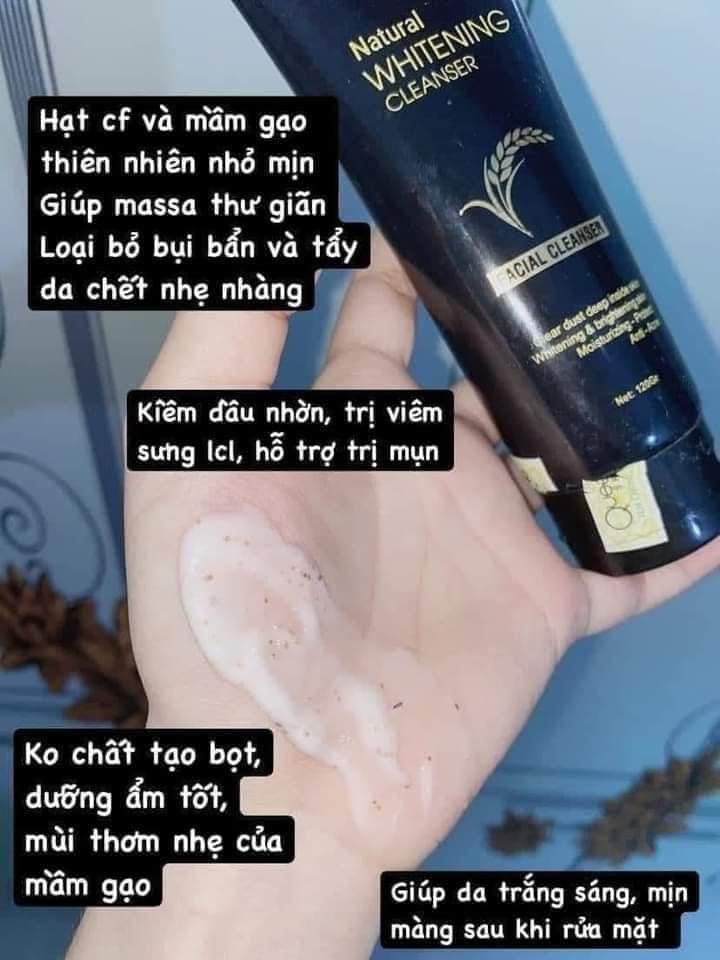 Sữa Rửa Mặt Mầm Gạo Queenie Skin Natural Whitening Cleanser nền tảng cho làn da không tuổi