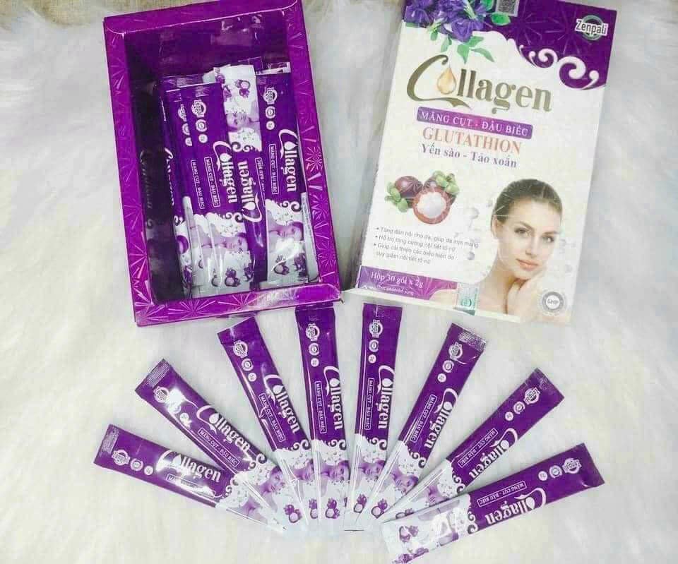 Collagen Măng Cụt Đậu Biếc Zenpali Cốm Uống Đẹp Da 30 gói