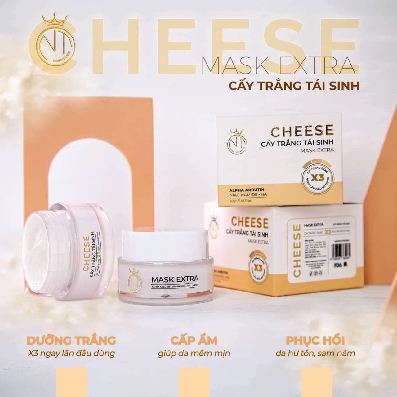 Mỗi ngày bỏ ra vài phút sử dụng Mặt Nạ Cấy Trắng Tái Sinh Cheese NT Cosmeticscho làn da trắng hồng rạng rỡ nhé
